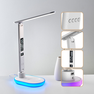 USB không dây sạc Bảng Đèn đọc sách ánh sáng ban đêm với RGB ánh sáng đồng hồ lịch có thể gập lại 5 Wát - Product Image 2