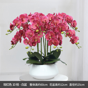Venta al por mayor de alta calidad decoración del hogar jarrón planta de seda <span class=keywords><strong>blanca</strong></span> en maceta flores artificiales Phalaenopsis orquídea púrpura con maceta - Product Image 4