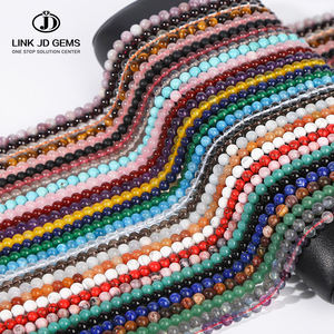 Бусины из натурального камня 4-10 мм: Тигровый глаз, Аметист, Обсидиан, Бирюза, Лазурит, Цитрин – рассыпные бусины для изготовления ювелирных изделий своими руками - Product Image 1