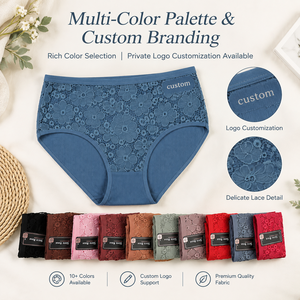 Slip da Donna con Elegante Pannello in Pizzo Floreale, <span class=keywords><strong>Biancheria</strong></span> <span class=keywords><strong>Intima</strong></span> Morbida e Confortevole per l'Uso Quotidiano, Adatta anche alle <span class=keywords><strong>Taglie</strong></span> <span class=keywords><strong>Forti</strong></span> - Product Image 1