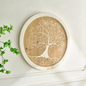 Décoration murale ronde en bois sculpté en forme d'arbre pour la maison - Product Image 2