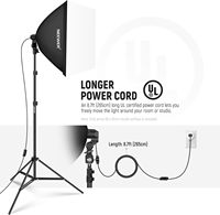 NEEWER Softbox 24x24in/60x60cm Dengan Soket Porselen E26/Kabel Daya Bersertifikasi UL/Diffuser Putih/Adaptor Stand, Nilon Tahan Lama