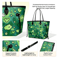 Tas Jinjing Wanita Kapasitas Besar Bahan Nilon dengan Ritsleting, Cetak Lucu Custom, Kantong Mini Lepas Pasang, untuk Perjalanan Musim Panas dan Penggunaan Sehari-hari