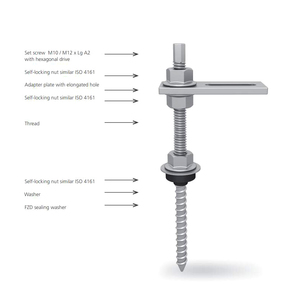 Perno de Montaje para Panel Solar de Acero Inoxidable 304 M7.5 X 200 con <span class=keywords><strong>Rosca</strong></span> Doble M10 y <span class=keywords><strong>Rosca</strong></span> para <span class=keywords><strong>Madera</strong></span> para Techo Solar Fotovoltaico - Product Image 4
