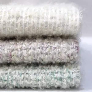 2023 New Arrivals Manufacture Best Selling Price High Quality Bright Silk Sliver Fancy Yarn Loop Wool Mohair Alpaca Knit Fabric