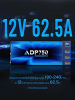 Alimentation de laboratoire intelligente DC haute intensité ToolkitRC ADP750 750W, adaptateur avec sorties XT90 XT60, entrée AC 12V 62.5A pour drones