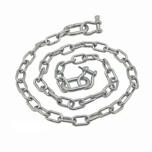 China Manufacturer High Polished G30 2mm to 32mm SS304/316 Stainless Steel Long Welding Link Chain DIN763