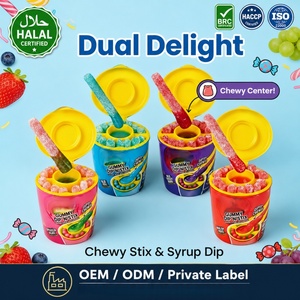 Bonbons gélifiés Halal certifiés en gros, personnalisés, Juicy Drop Gummy Dip N Stix, bâtonnets de bonbons gélifiés au gel aigre à tremper, OEM ODM Marque Privée - Product Image 1
