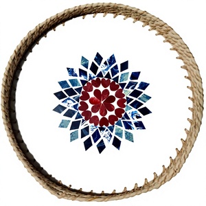 Handcrafted Wooden Serving Tray Set with Premium Mother of Pearl Inlay Design rattan Decorative Trays - Product Image 1
