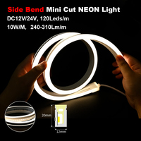 Bande lumineuse LED néon linéaire ultra-mince à découpe libre, flexible, 24V DC, 1010 1212 0612, 5m, pliable latéralement, IP67