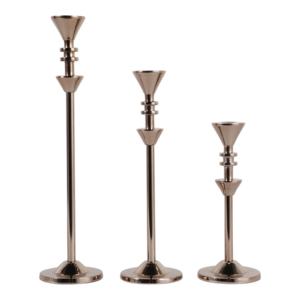 Set di tre portacandele in metallo, moderni e alti, per centrotavola e decorazioni per la casa - Product Image 3