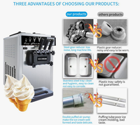 China fabrieks prijs ijsmachines 3 smaken softijsmachine met yoghurt melk chocolade te koop