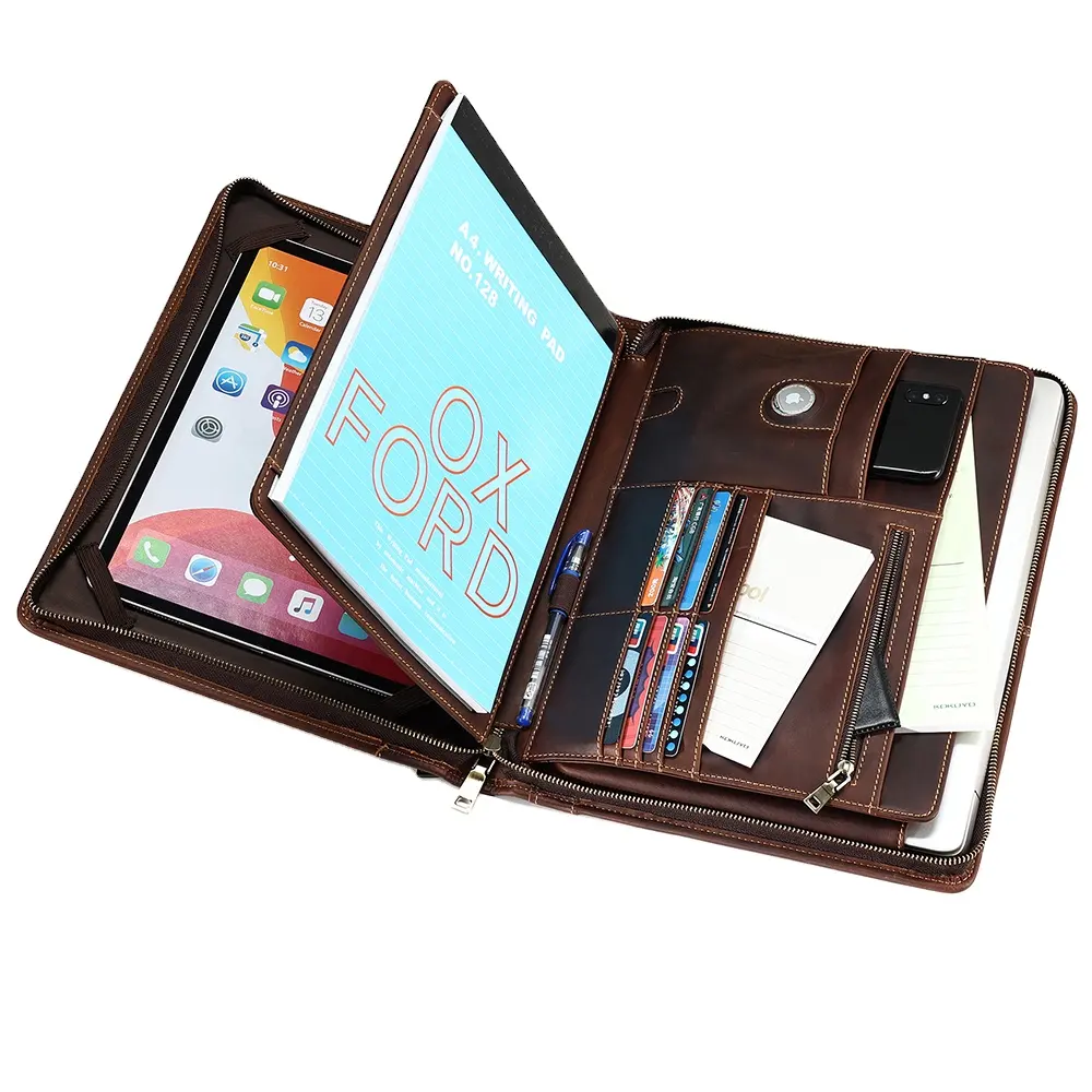 Biểu Tượng Tùy Chỉnh 13.3 \ "Bất Da Danh Mục Đầu Tư Chất Kết Dính Padfolio Thư Mục Với Dây Kéo Cho Máy Tính Xách Tay & iPad Giấy Tài Liệu Trường Hợp Xử Lý-1 PC