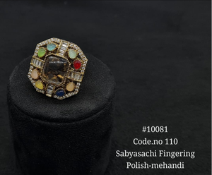 Sabyasachi Fingering Style Natural Stone Accessories Caret Plated Sabyasachi Fingering Jewelry Making <b>Craft</b> Components - Product Image 4