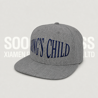 Topi Snapback Wol Abu-abu Soochic Bordir Logo Kustom 6 Panel Pinggiran Persegi Terstruktur Gesper Plastik Topi Olahraga Hip Hop Unisex