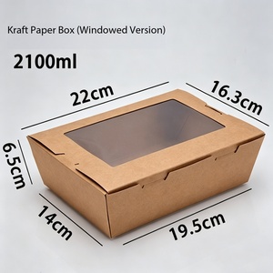Recipientes de Alimentos Descartáveis em Kraft com Janela Transparente, Caixa de Embalagem para Delivery por Atacado - Product Image 2