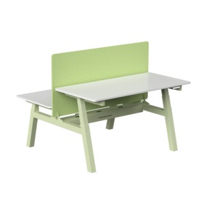 <span class=keywords><strong>Bureau</strong></span> électrique moderne à hauteur réglable pour 2 personnes <span class=keywords><strong>dos</strong></span> à <span class=keywords><strong>dos</strong></span> assis support de câble panneau MDF usage commercial 5 ans - Product Image 3