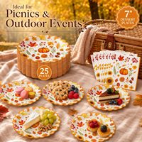 Assiettes et serviettes de fête d'automne, ensemble de vaisselle jetable à thème feuille d'érable, citrouille et tournesol pour Thanksgiving et l'automne
