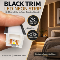 Lampu LED Neon Strip Trim Putih dengan Tepi Hitam, Neon Flex Tanpa Bingkai, Pencahayaan Linear untuk Lemari, Rak, dan Furnitur