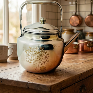 Tea Kettle With <b>Lid</b> Metal Handle Floral Design Water <b>Pot</b> For Kitchen Use - Product Image 4