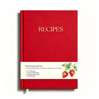 Carnet de recettes personnalisé A5 en lin, couverture rigide, pour 60 recettes avec onglets et autocollants
