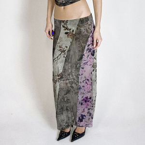 กระโปรงมิดิพิมพ์ลายดอกไม้สำหรับผู้หญิง กระโปรงทรงเอเอวต่ำ แฟชั่นฤดูร้อนสไตล์วินเทจ - Product Image 4