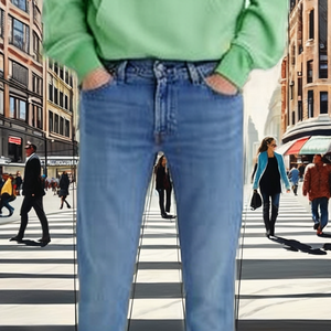 Jeans de Hombre de Pierna Recta, Cintura Media, Color Azul Sólido, Denim Casual, Primavera, Tejido Holgado, Lavado Medio, Ecológico - Product Image 1