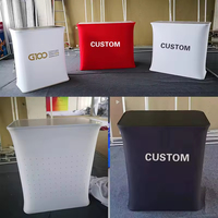 Stasiun Pengisian Daya Portabel Lipat dengan Desain Kustom Promosi, Cetak Digital Polyester, Meja Counter Pop Up