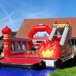 Château gonflable commercial à thème pompiers avec toboggan, maison de rebond pour enfants - En promotion - Product Image 3