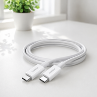 Cable Metálico USB-C a USB-C de Carga Rápida 5A para US300 con Conector Giratorio para Teléfonos Móviles, Tabletas y Laptops IOS