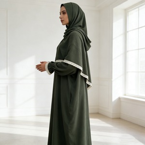 Conjunto de Vestido Abaya Maxi Elegante Bordado Personalizado Premium 2026 con Pañuelo de <span class=keywords><strong>Oración</strong></span> Musulmán para Mujer, Dos Piezas, Poliéster - Product Image 2