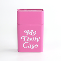 Boîte à cigarettes durable en fer blanc rose avec charnière - Étui métallique portable personnalisé avec logo pour accessoires de fumeur et rangement quotidien