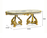 Yips LDF-1801-0696 série B & W peint à la main bleu et blanc motif porcelaine salle à manger de luxe 6 places Table à manger