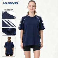Camiseta Kuenzi Extra Grande de 240 g/m², 100 % Algodón, Manga Corta, con Diseño de Rayas y Bloques de Color para Mujer