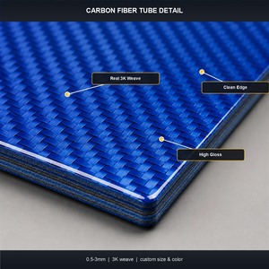Plaque décorative en fibre de <span class=keywords><strong>carbone</strong></span> colorée 3K bleue, rouge, noire, brillante, laminée à chaud, épaisseur 0,5 mm, pour intérieur automobile et numérique - Product Image 2