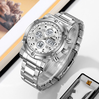 SKMEI 2556 usine haut marque de luxe en acier analogique mâle montre numérique Original hommes poignet double temps Sport montre étanche Relojes