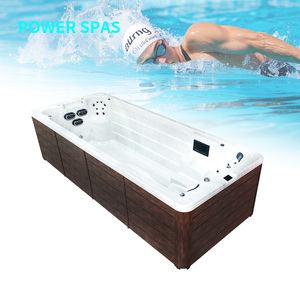 Luxury Freestanding Modern Outdoor Swim Spa with Speaker Waterfall Jet System Dual Zone Design for Hotel Use Fitness Relaxation - Product Image 4