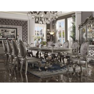 DB Set of 2 Oval Back Side <b>Chairs</b> Silver and Antique Platinum <b>Dining</b> <b>Chairs</b> - Product Image 5