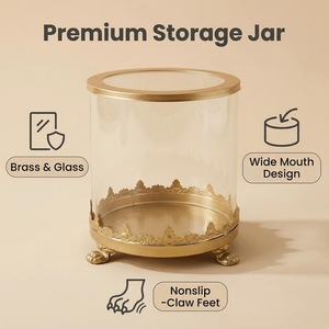 Pot à bougie en verre de style européen avec base en métal doré, porte-bougie rond pour la décoration de la chambre à coucher et de la table de maquillage - Product Image 4