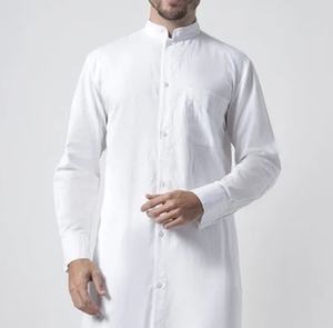 Conjunto de túnica de algodón con botones para hombre blanco antiestático transpirable de algodón de manga larga tradicional - Product Image 6