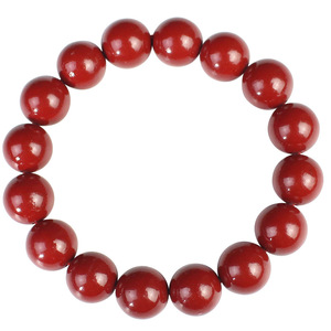 Antique Cinnabar <b>Bracelet</b> 18 Round Beads <b>Red</b> Sand Gift Jewelry for Couple Mother's Day Birthday - Product Image 4
