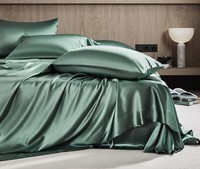 Ensemble de lit de quatre pièces de couleur unie luxe King Size 100% soie couette drap de lit ensembles de literie en soie en gros
