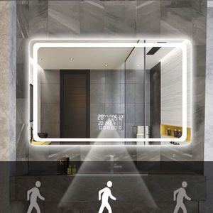 Miroir de salle de bains lampe carrée intelligente miroir de maquillage lumière Villa hôtel Led anti-buée étanche PIR heure Date température spectacle - Product Image 2