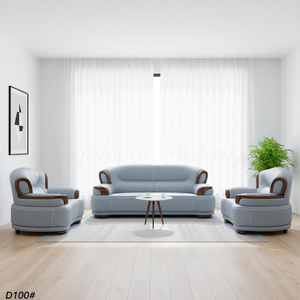 European Style L-Shaped Sectional <b>Sofa</b> with Genuine Leather and <b>Wood</b> <b>Frame</b> for Living Room - Product Image 1