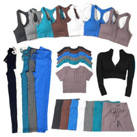 Ensemble de vêtements de sport pour femmes, 5 pièces, ensemble de yoga, soutien-gorge de sport, leggings, ensemble de vêtements de sport pour femmes, ensembles de gym pour femmes