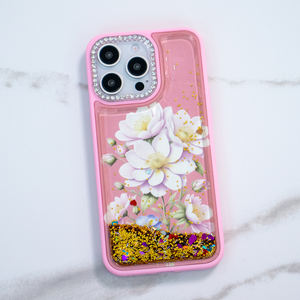 Nouvelle coque de téléphone pour <span class=keywords><strong>Realme</strong></span> C75 avec motif floral de diamant scintillant, sable liquide, paillettes, pour filles - Product Image 5