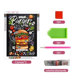 Plein foret 5D diamant peinture Art Hamburger <span class=keywords><strong>Pizza</strong></span> nourriture texte anniversaire cadeau paysage peinture Kits toile artisanat décor à la maison - Product Image 2