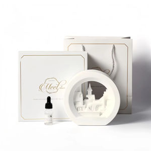 Difusor de aceites esenciales con diseño innovador, sin llama, aroma personalizado, lámpara de yeso con logotipo, luz nocturna aromática - Product Image 6