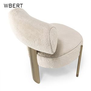 WBERT Chaise de canapé en velours d'agneau décontracté français Tabouret de chambre à coucher haut de gamme Designer Cream Style Light Luxury Makeup Single Chair - Product Image 3