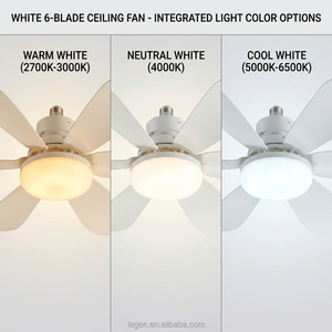 Ventilateur de plafond LED dimmable moderne à 6 pales avec douille E26/E27 pour la maison, à monter soi-même - Product Image 2